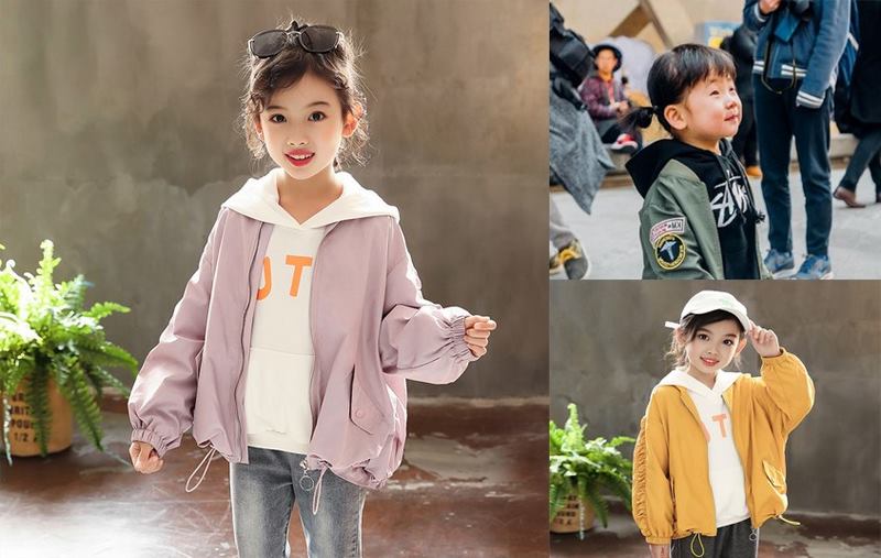 Phối áo hoodie bé gái với áo bomber